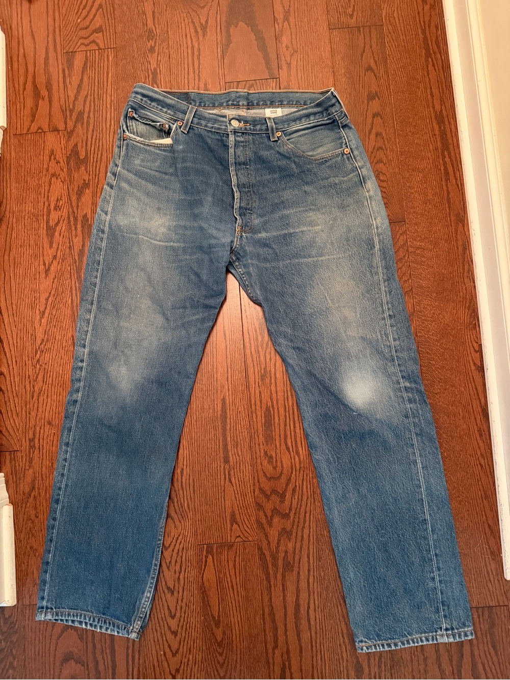 Levi's Straight-Leg Medium Blue Denim Jeans
